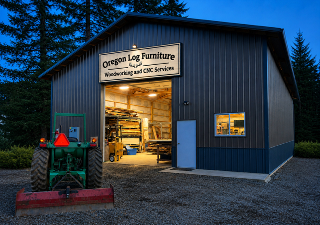 The new home of Oregon Log Furniture showroom in Damascus, Oregon